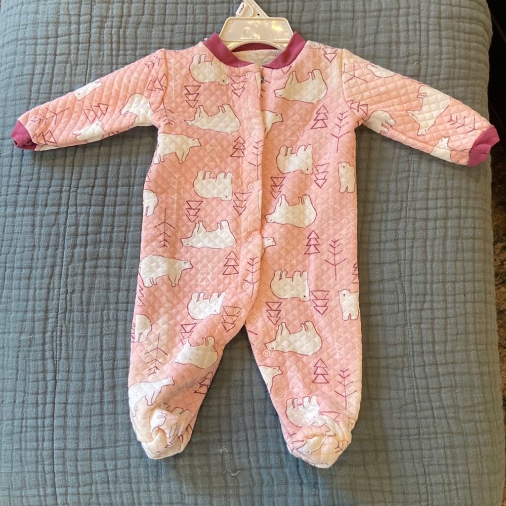 Winter Polar Bear Footie PJs - Light used